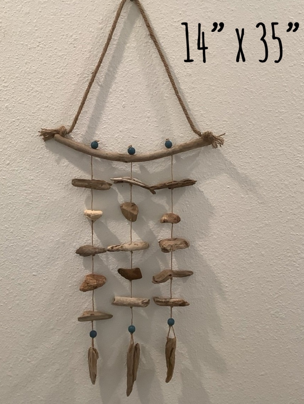 Driftwood Art, Driftwood Beaded Mobile, Driftwood Mobile, Coastal Decor
